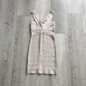 BEBE | Cream bandage mini dress